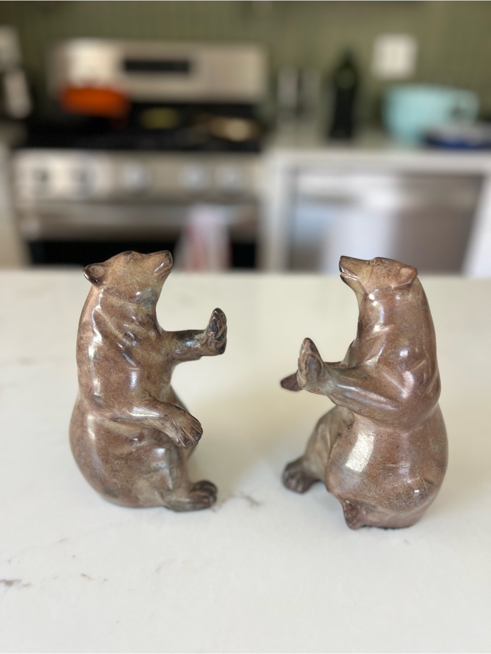Pair of heavy Brown Bear Figurines bookends